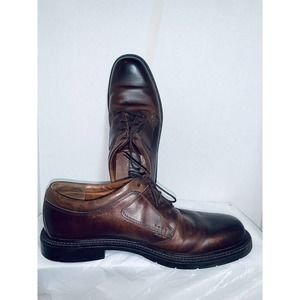 JOHNSTON MURPHY 20-1640 Brown Leather Sheepskin Insole Dress Oxford Sz 10 M GUC